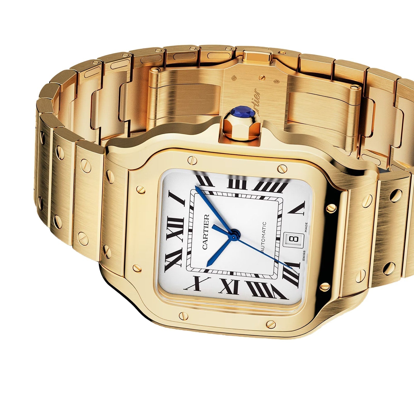Santos de Cartier Large Model | 40mm, 18K Yellow Gold, White Dial