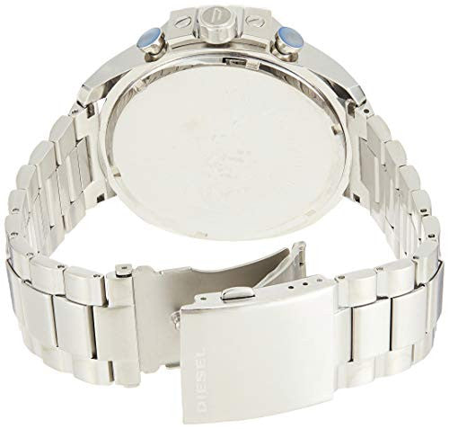 Diesel DZ4465 Mega Chief Chronograph Men's Watch – Blue Dial & Silver Stainless Steel Strap