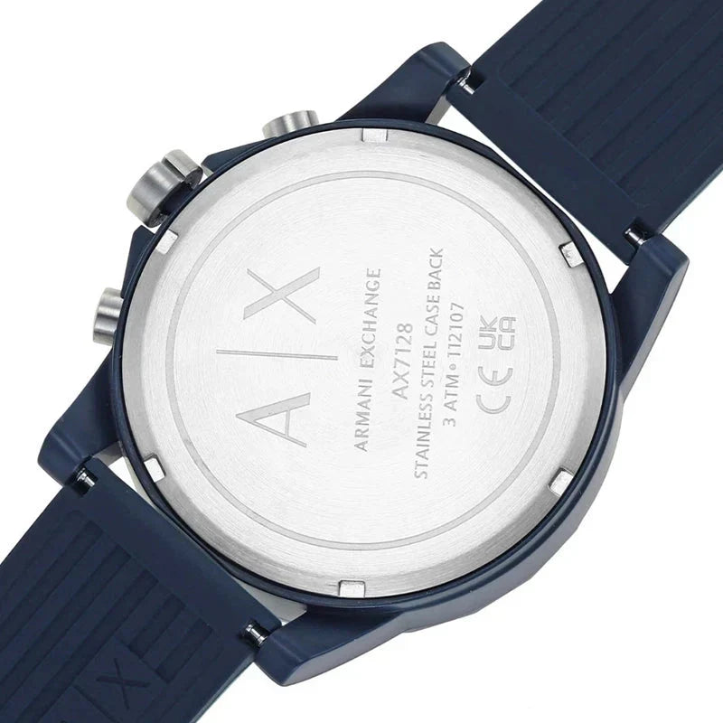 Armani Exchange Outerbanks AX7128 Men's Chronograph Watch – Blue Dial with Blue Silicone Strap