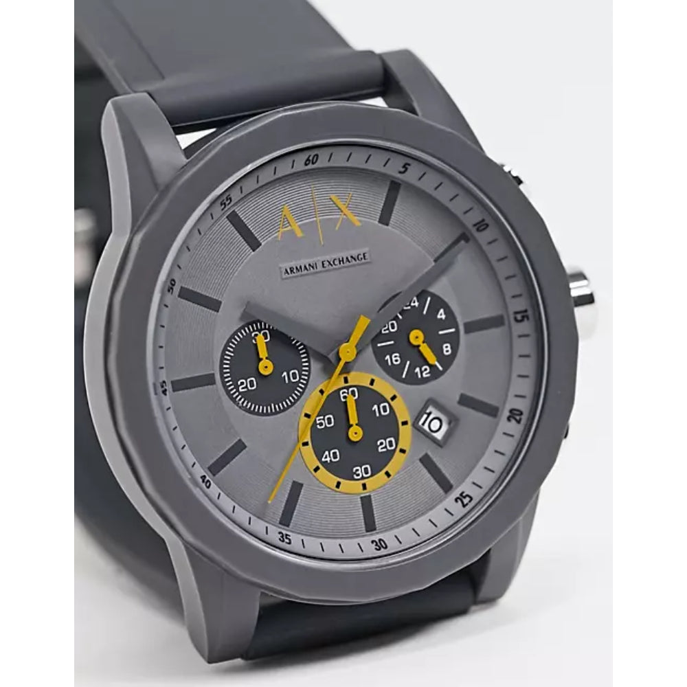 Armani Exchange Outerbanks AX7123 Men's Chronograph Watch – Grey Dial with Grey Silicone Strap