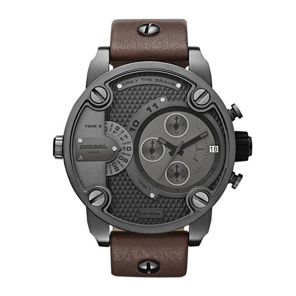 Diesel DZ7258 Little Daddy SBA Men's Watch – Grey Dial & Brown Leather Strap