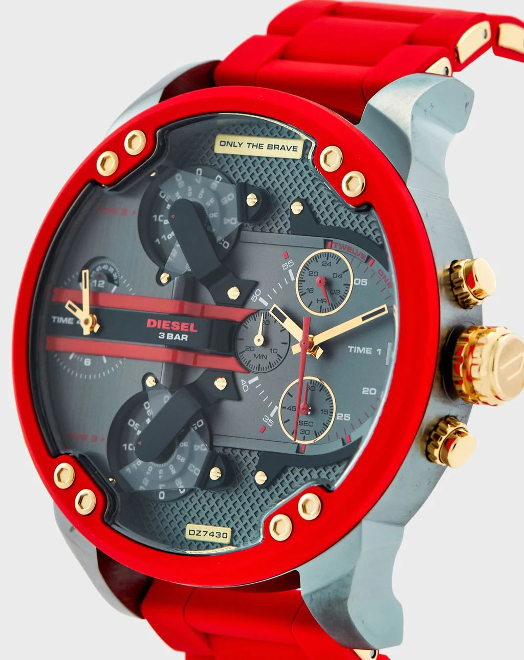 Diesel DZ7430 Mr. Daddy 2.0 Chronograph Men's Watch – Grey Dial & Red Rubber Strap