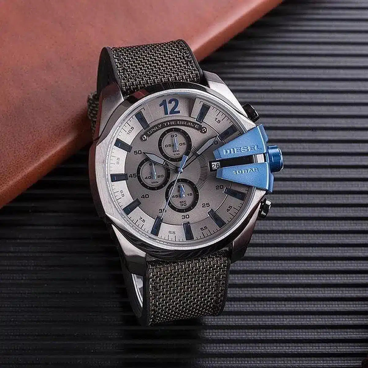 Diesel DZ4500 Mega Chief Chronograph Men's Watch – Black Dial & Black Nylon Strap