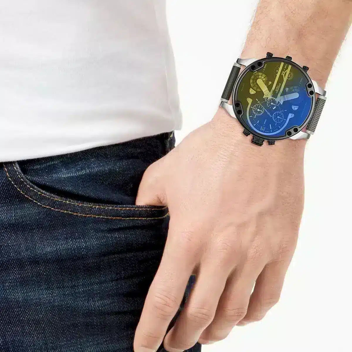 Diesel DZ7429 Mr. Daddy 2.0 Chronograph Men's Watch – Black Dial & Grey Nylon Strap
